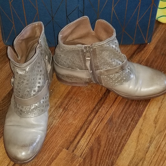 Miz Mooz Shoes - Miz Mooz Silver and Gray Perforated Ankle Boots